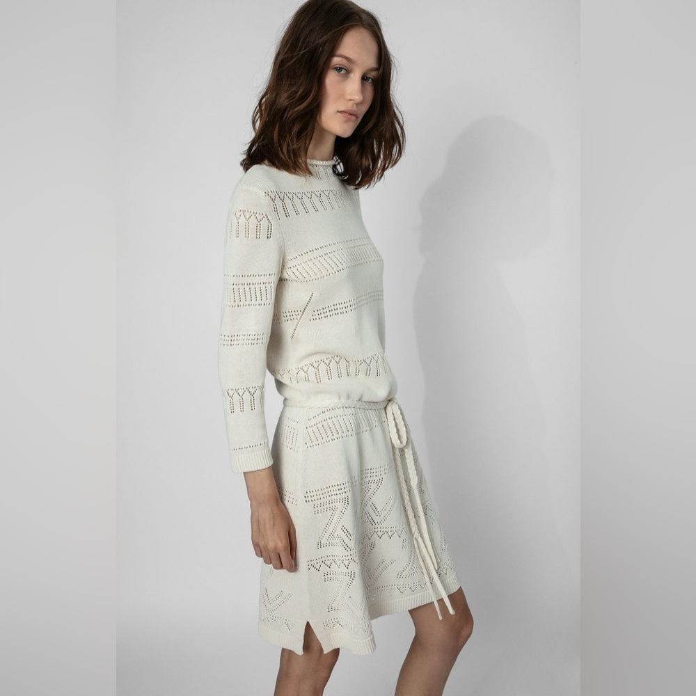 Zadig & Voltaire ZV Cecily Dress Linen Blend Mini Sweaterdress Size XS